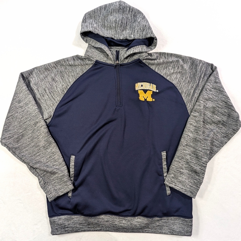Michigan Wolverines‎ Quarter Zip Pullover Hoodie Men's Large Pro Edge NCAA